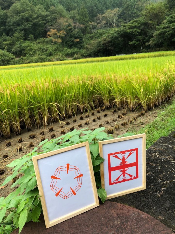 田んぼの生き物の切り絵