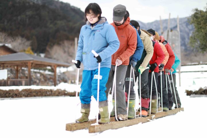 雪上ムカデ歩き