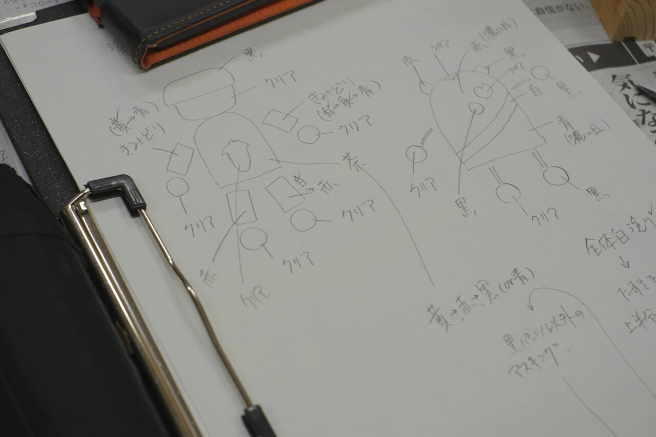 塗装の設計図を作る学生も