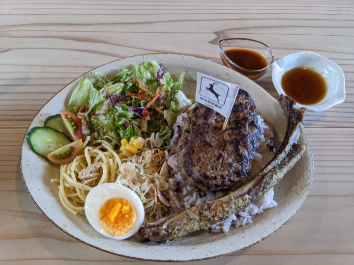 シカ肉ハンバーグスペアリブ付き