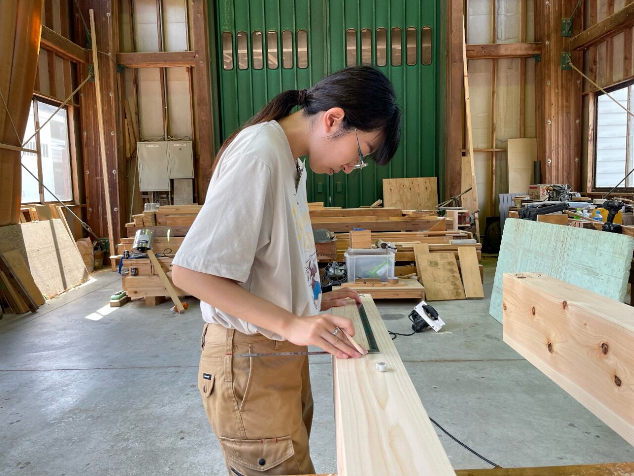 大工合宿にて墨付けを行いました 自力建設22 丁稚基地 岐阜県立森林文化アカデミー