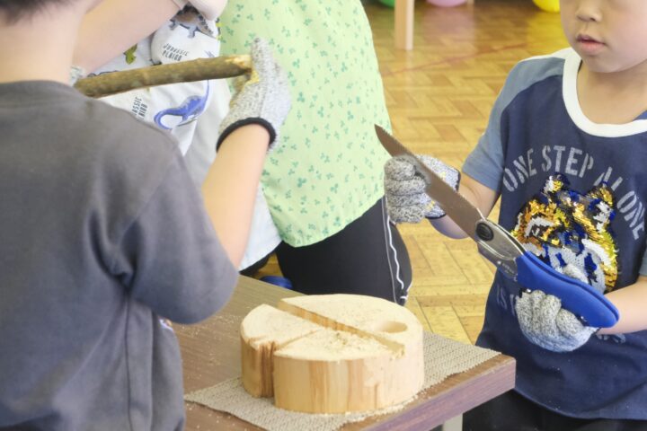 幼児さんでも、ちゃんと使えるノコギリ