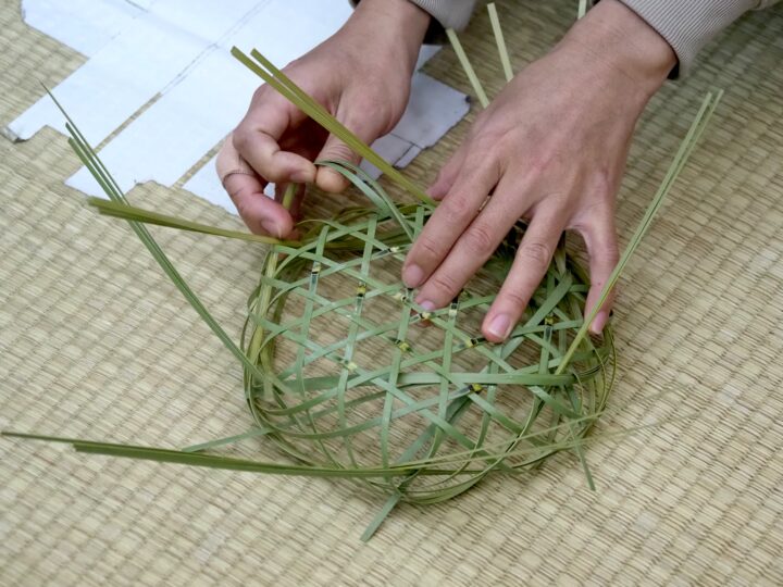 竹籠の製作実習